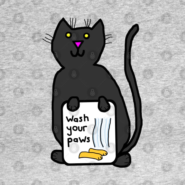 Cute Cat Says Wash Your Paws by ellenhenryart